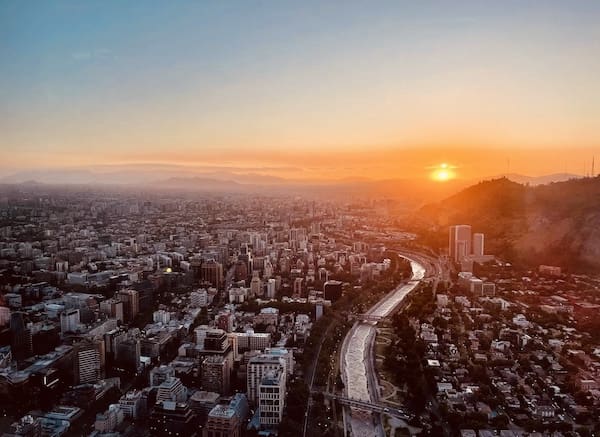 Pôr do sol em Santiago